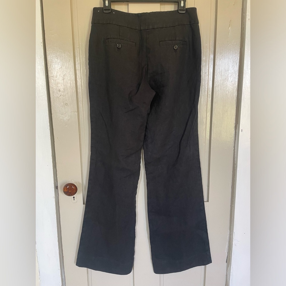 LOFT Black 100% Linen Mid-Rise Business Casual Trousers Pants Office Work NWOT - Picture 7 of 13